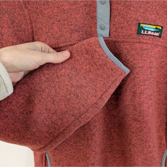 L.L.Bean Sweater Fleece Full-Zip Jacket Gingerbread Red Brown Pink XS - Picture 4 of 6